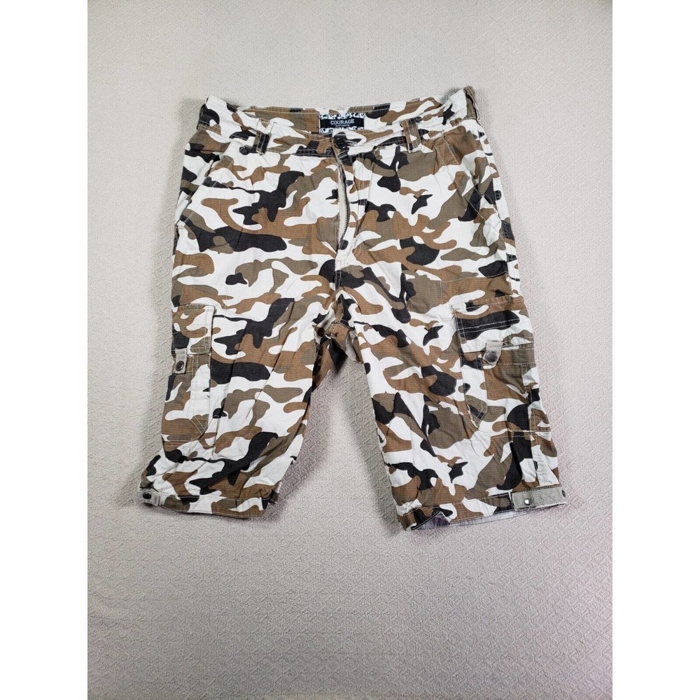 Courage Shorts Mens 32 Cargo Camouflage Mid Rise Cotton Sport Hiking Pockets